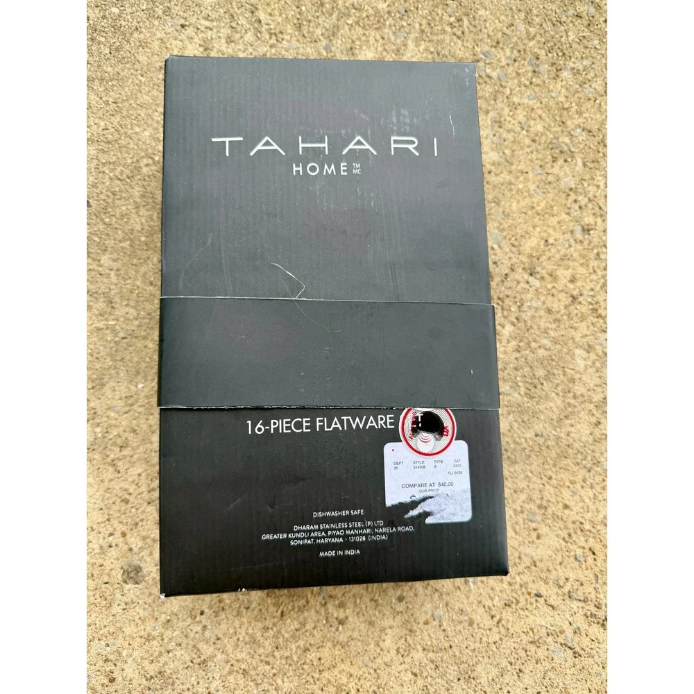 Tahari Home 16 Piece Flatware Set Gold Stainless Steel Service for 4 Ornate New